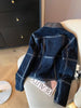 Nameria Navy Blue Suede Jacket Leather Trim Lapel Zip Front