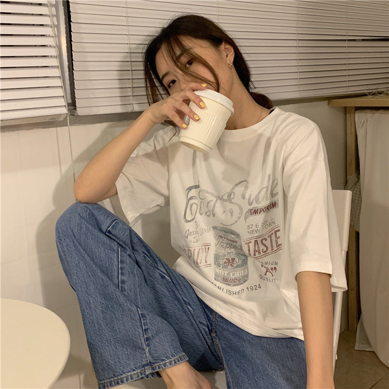 Nameria Cotton Blend Printed Loose Fit T-Shirt