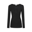 Nameria Button Fitted Long Sleeve Base Layer Half Open Collar Top