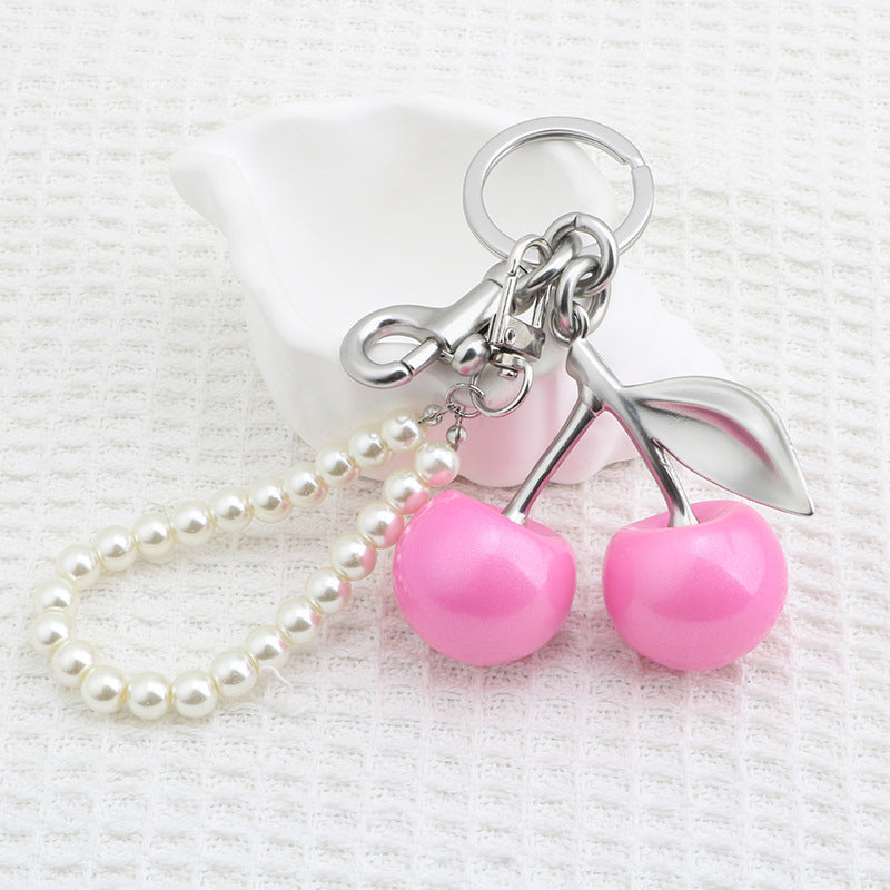 Nameria Pearl Chain Cherry Keychain