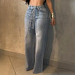 Nameria Rhinestone High Waist Wide Leg Denim Trousers
