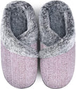 Women’s Fuzzy Memory Foam House Slippers – Indoor Outdoor Cozy Knit Slip-On with Plush Lining & Anti-Skid Rubber Sole