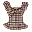 Nameria Striped Bow Front Puff Sleeve Top
