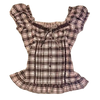 Nameria Striped Bow Front Puff Sleeve Top