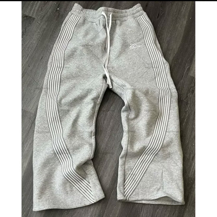 Nameria Drawstring Fleece Lined Sweatpants with Side Stripe