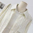 Nameria French Hollow Out Crochet Polo Lapel Long Sleeve Shirt