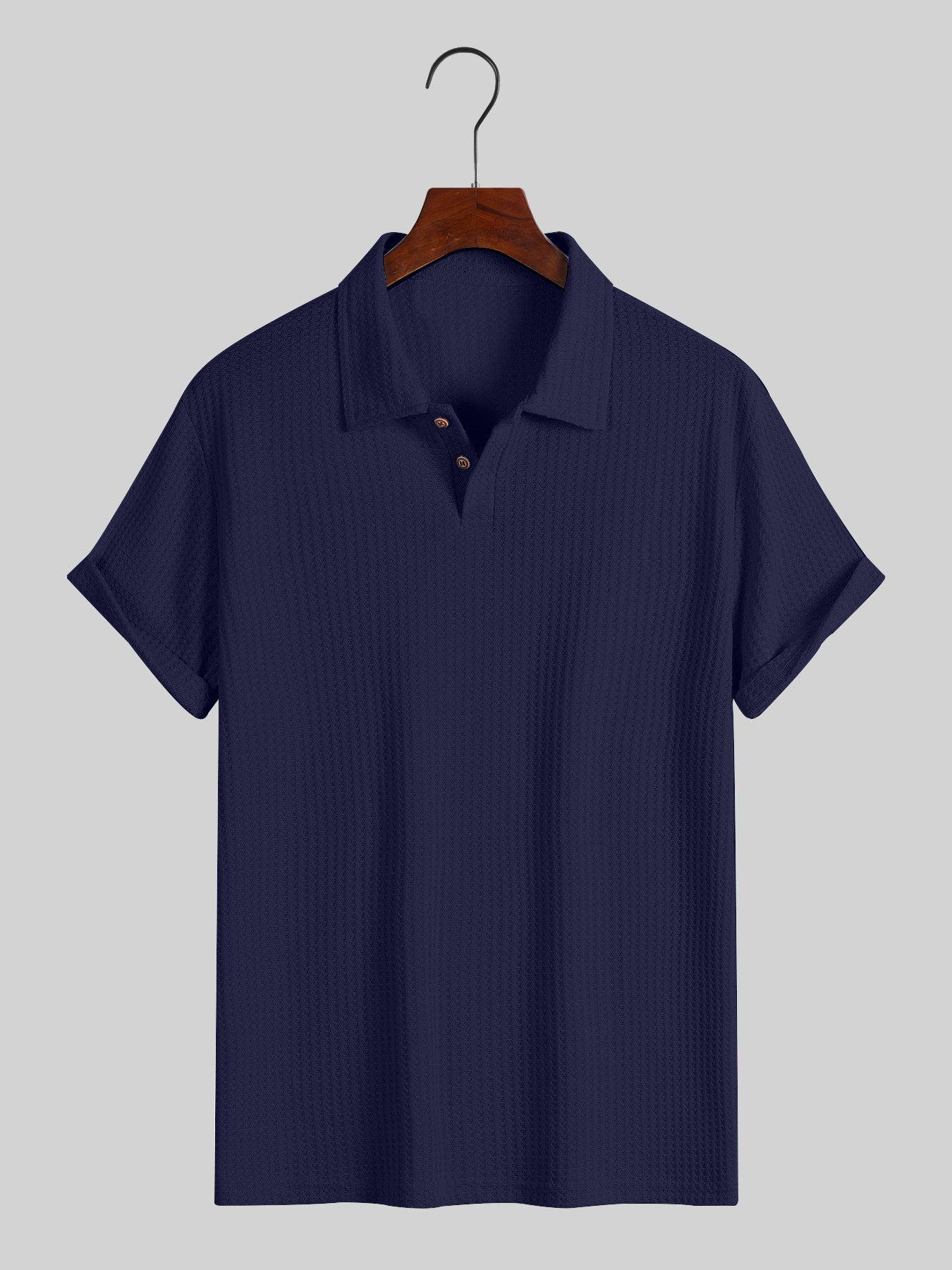 Nameria Men's Lapel Rhombic Knit Short Sleeve Polo