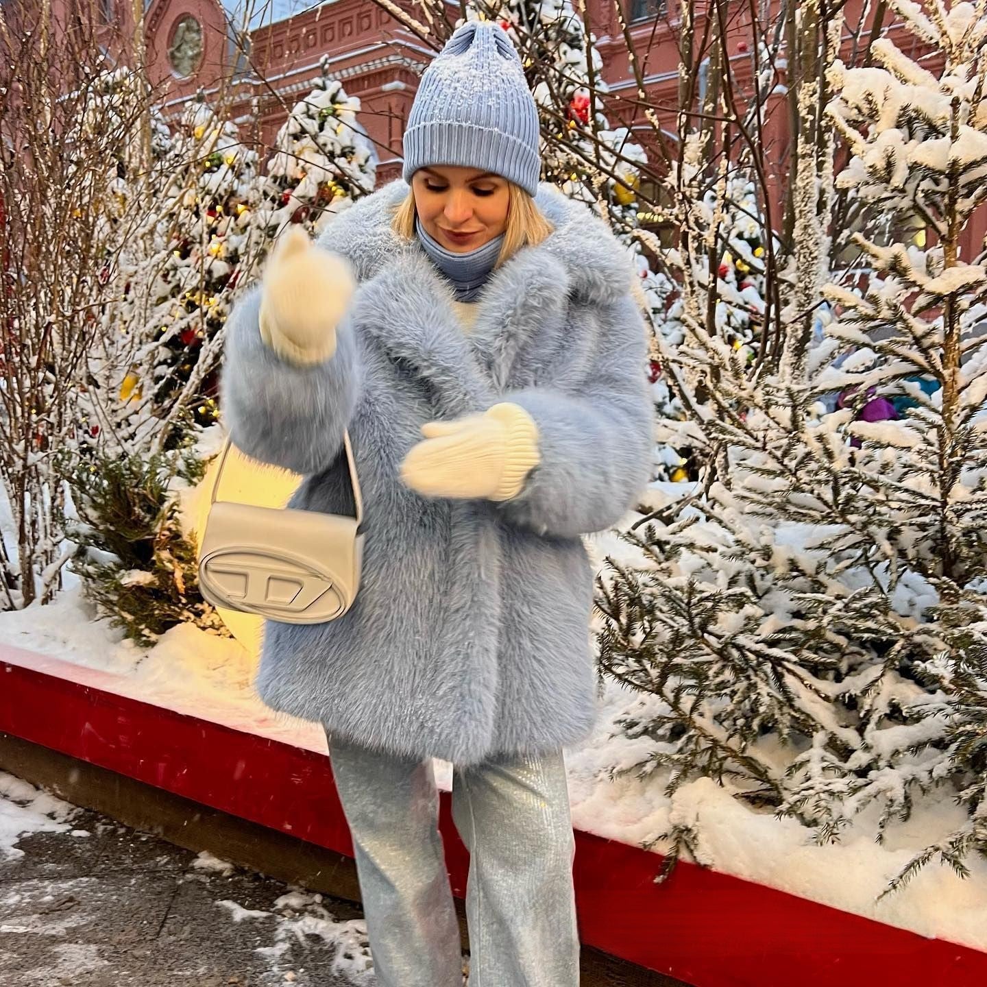 Nameria Faux Fur Mid Length Coat Extended Collar