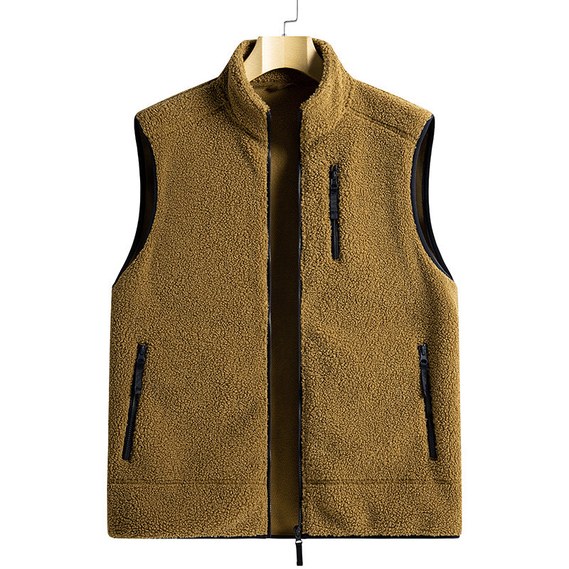 Nameria Unisex Fleece Lined Zip-Up Vest Stand Collar