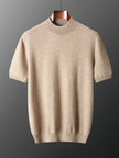 Nameria Mens Cashmere Blend Seamless Short Sleeve Knit Sweater