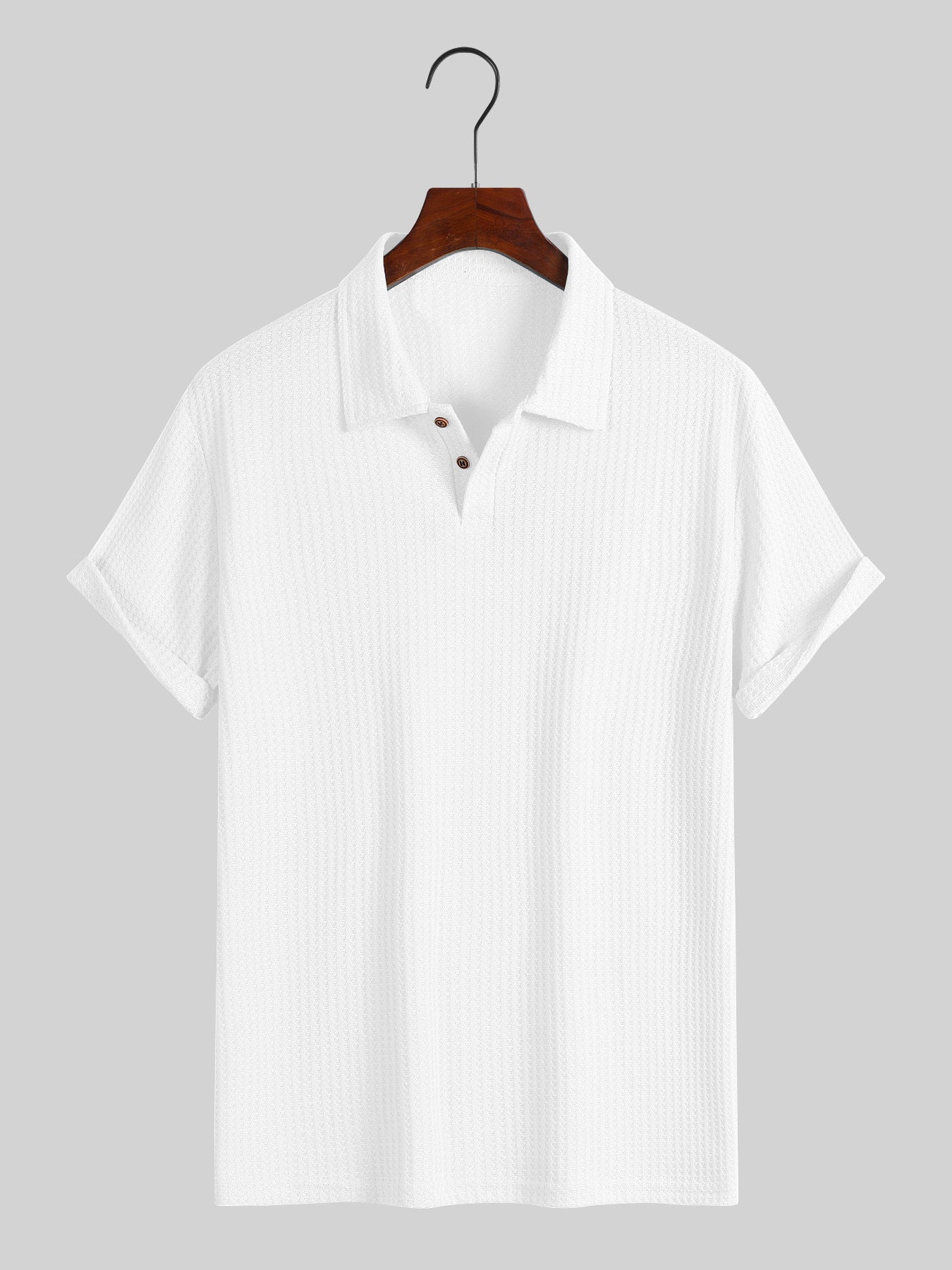 Nameria Men's Lapel Rhombic Knit Short Sleeve Polo