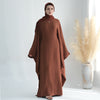 Nameria Womens Bat Sleeve Long Dress With Belt Crewneck