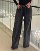 Nameria Rhinestone High Waist Wide Leg Denim Trousers