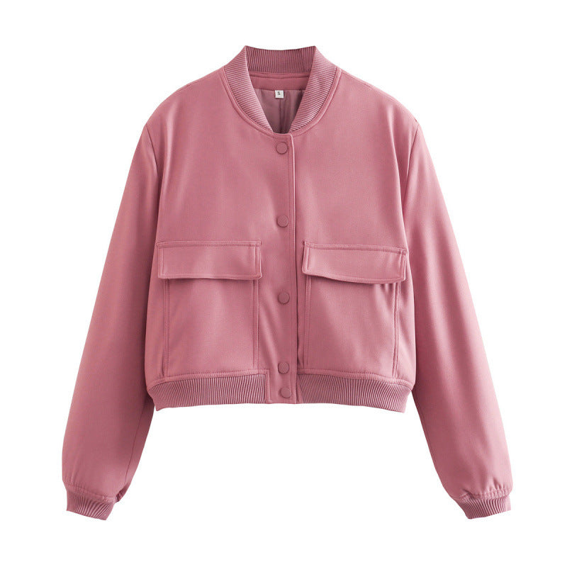 Nameria Stand Collar Pocket Jacket
