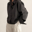 Nameria Cropped Collared Loose Fit Shirt