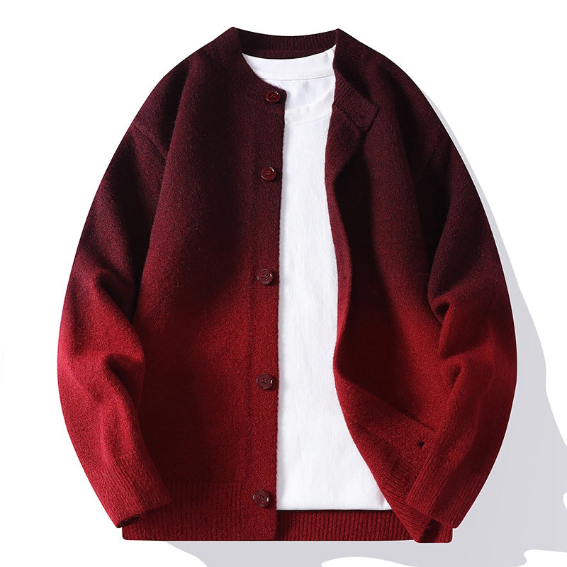 Nameria Button Front Knit Cardigan Round Neck Ribbed Hem