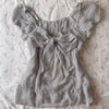 Nameria Striped Bow Front Puff Sleeve Top