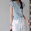 Nameria Ice Silk Right Shoulder Short Sleeve Polo Shirt