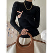 Nameria High Neck Rib Knit Top Slim Fit Base Layer