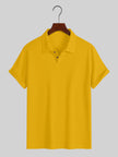 Nameria Men's Lapel Rhombic Knit Short Sleeve Polo