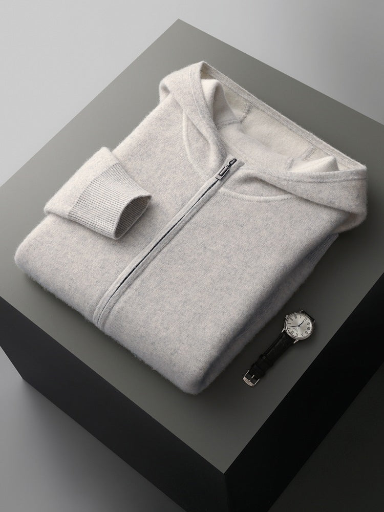 Nameria Hooded Cashmere Blend Zip Sweater Set Thick Knit