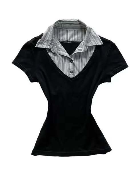 Nameria Pinstripe Puff Sleeve Button Front Blouse