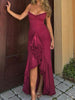 Nameria Mesh Pleated V Neck Sleeveless High Waist Long Dress