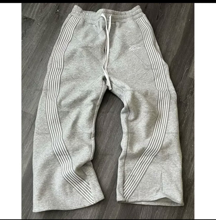 Nameria Drawstring Fleece Lined Sweatpants with Side Stripe