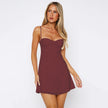 Nameria Polka Dot V Neck Spaghetti Strap Short Dress