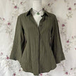 Nameria Pinstripe Puff Sleeve Button Front Blouse