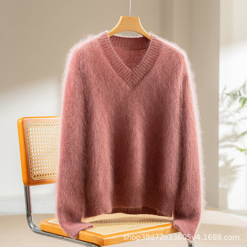 Nameria Womens Cashmere V Neck Sweater Pullover Long Sleeve