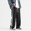 Nameria Men Corduroy Straight-leg Sweatpants Side Stripe Elastic Waist