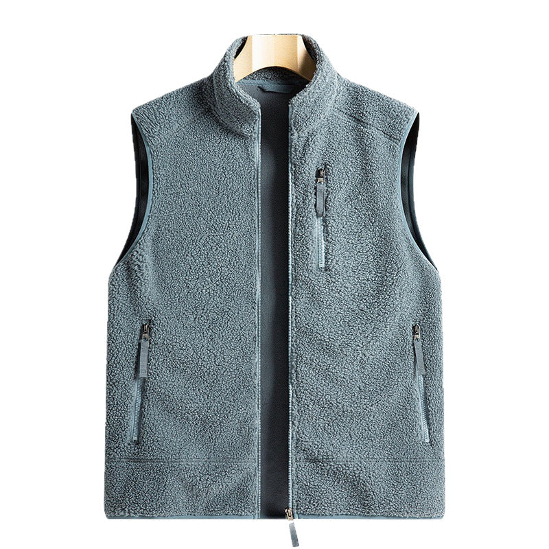 Nameria Unisex Fleece Lined Zip-Up Vest Stand Collar