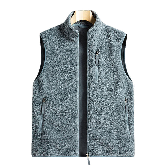 Nameria Unisex Fleece Lined Zip-Up Vest Stand Collar