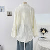 Nameria French Hollow Out Crochet Polo Lapel Long Sleeve Shirt