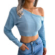 Nameria Off-Shoulder Knit Sweater Long Sleeve Cropped