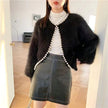 Nameria Pearl Trim Mink Touch Cardigan Lantern Sleeve