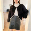 Nameria Pearl Trim Mink Touch Cardigan Lantern Sleeve