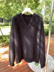 Nameria Womens Cashmere V Neck Sweater Pullover Long Sleeve