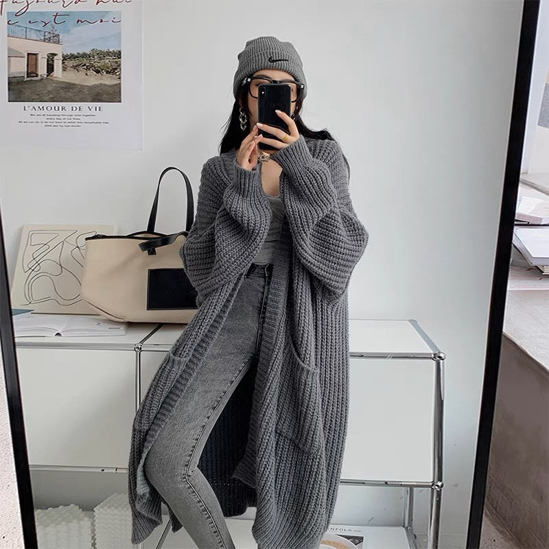 Nameria Womens Loose Fit Long Sleeve Knitted Cardigan Mid-length