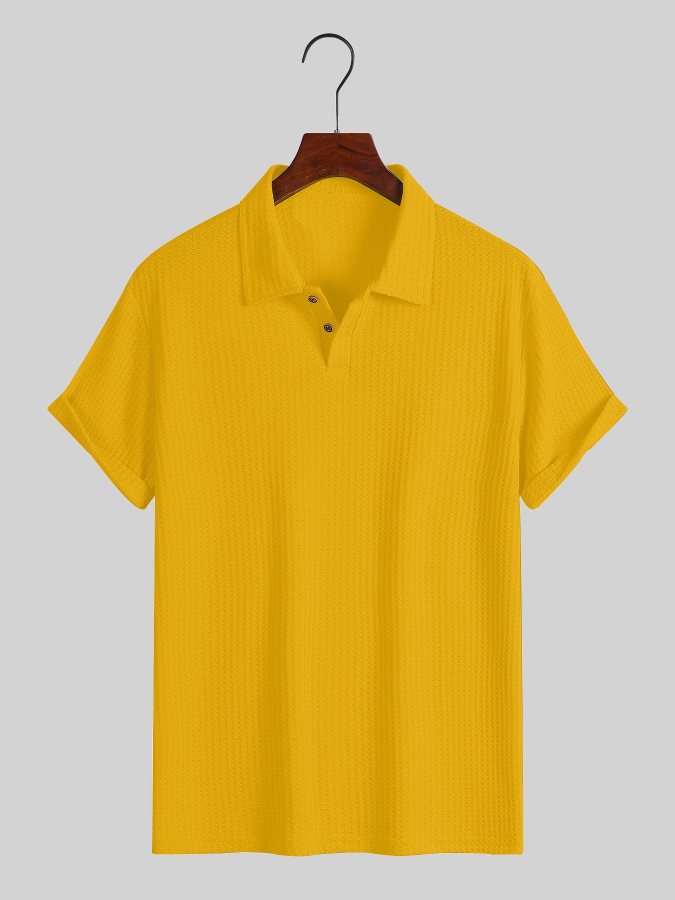 Nameria Men's Lapel Rhombic Knit Short Sleeve Polo
