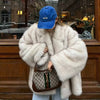 Nameria Faux Fur Mid Length Coat Extended Collar
