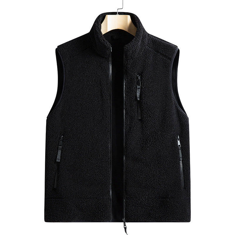 Nameria Unisex Fleece Lined Zip-Up Vest Stand Collar