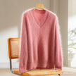 Nameria Womens Cashmere V Neck Sweater Pullover Long Sleeve