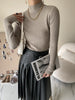 Nameria High Neck Rib Knit Top Slim Fit Base Layer