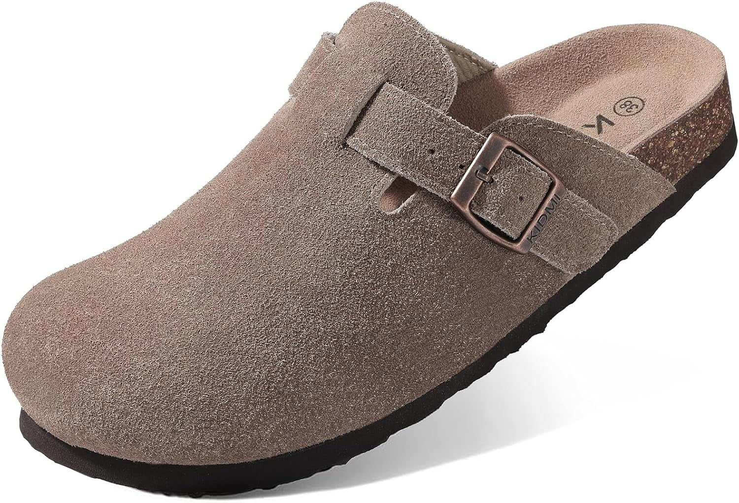 Genuine Suede Clogs for Women Cork Footbed Sandals Leather Mules Potato Shoes with Arch Support