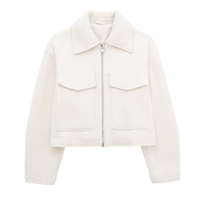 Nameria Street Style Short Zip Tweed Jacket