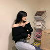 Nameria Off Shoulder Rib Knit Sweater