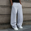 Nameria Loose Straight Leg Sweatpants with Drawstring Light Gray