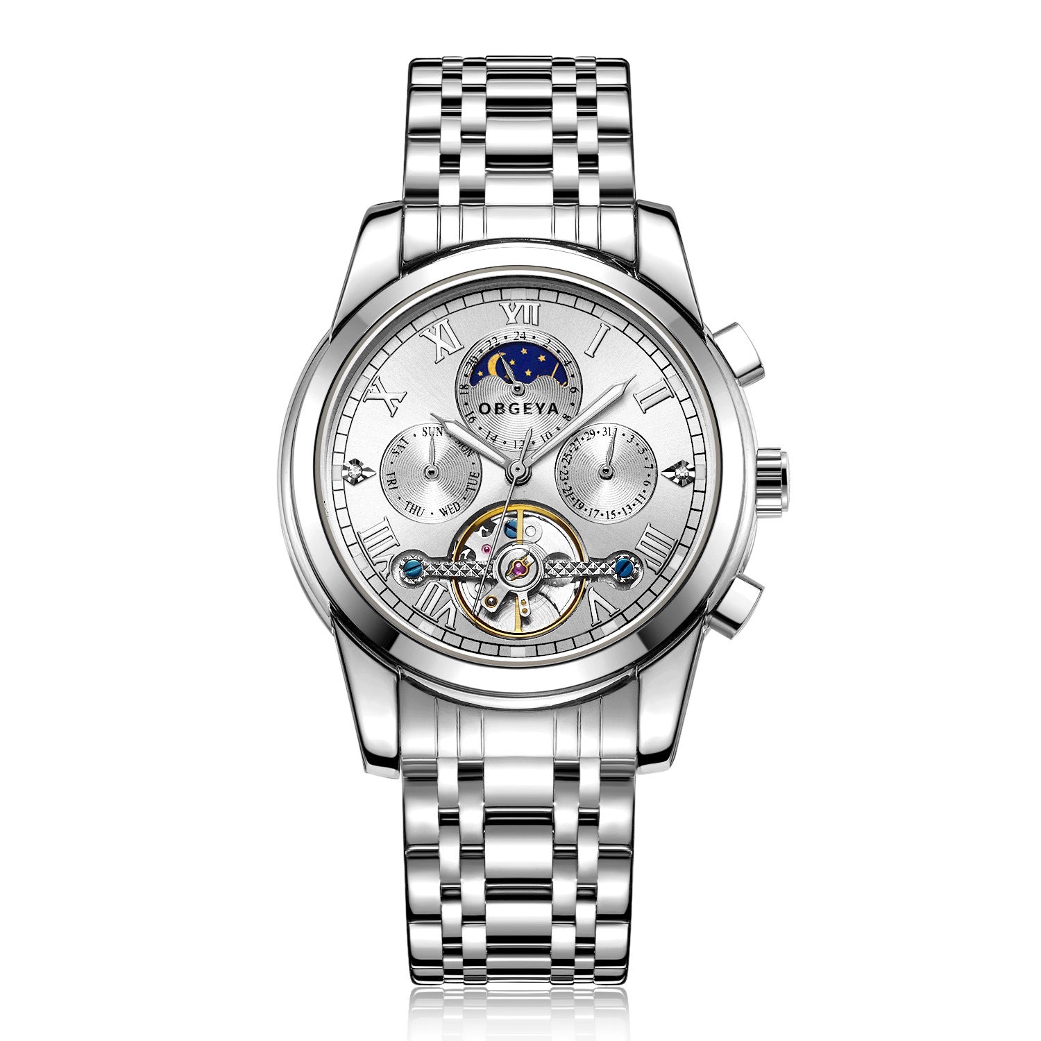 Nameria Automatic Moon Phase Watch Stainless Steel